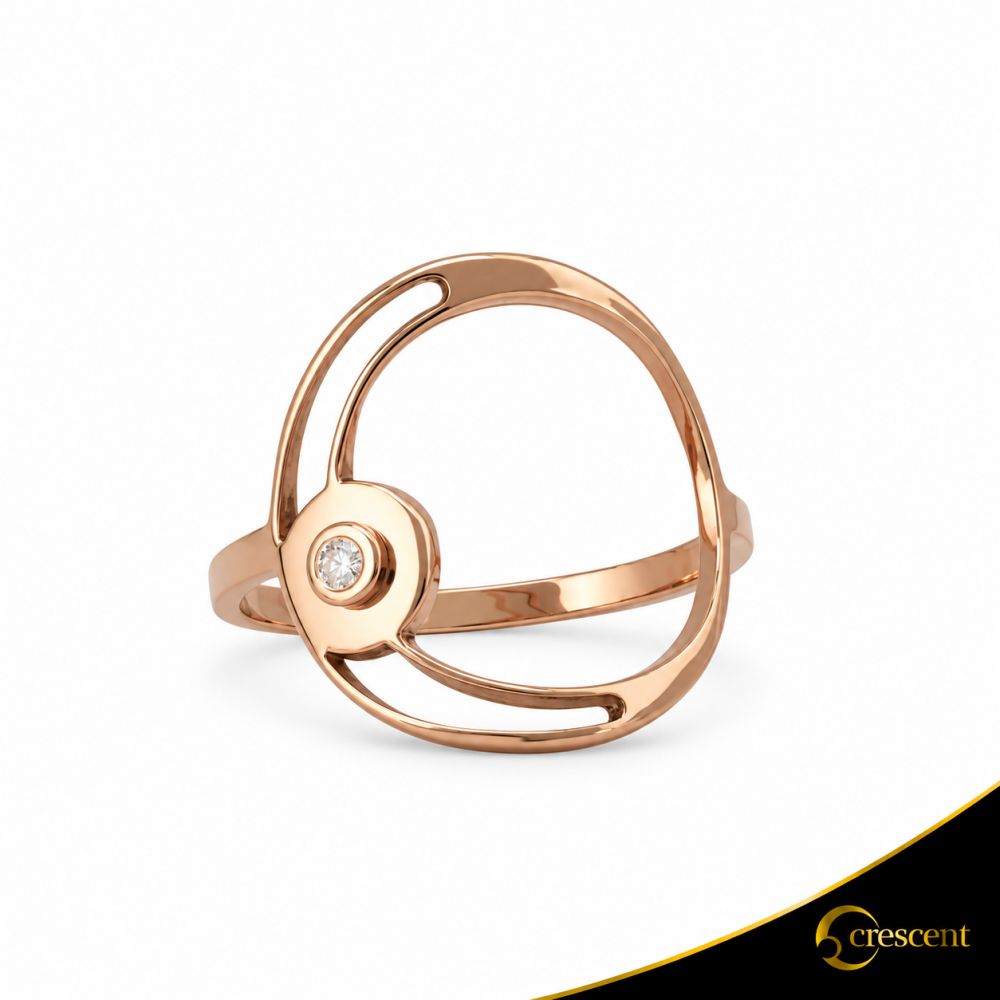 Δαχτυλίδι Crescent Single Brilliant Ροζ χρυσός Κ14 Κωδικός 7140