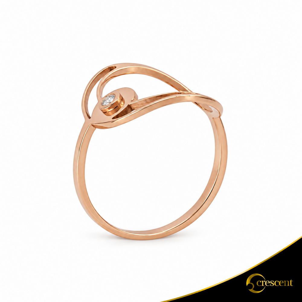 Δαχτυλίδι Crescent Single Brilliant Ροζ χρυσός Κ14 Κωδικός 7140