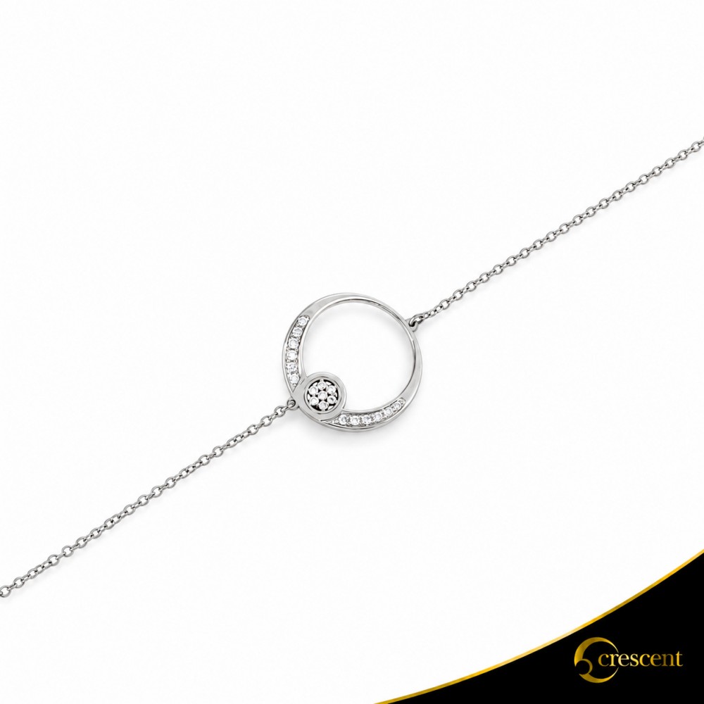 Βραχιόλι Crescent Full Brilliant Λευκός χρυσός Κ14 Κωδικός 9223
