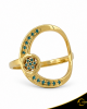 Δαχτυλίδι Crescent Full Ocean Blue Brilliant Κίτρινος χρυσός Κ14 Κωδικός 9263