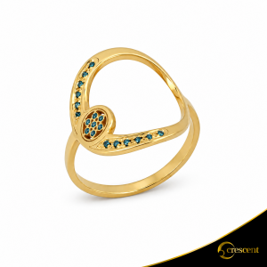 Δαχτυλίδι Crescent Full Ocean Blue Brilliant Κίτρινος χρυσός Κ14 Κωδικός 9263