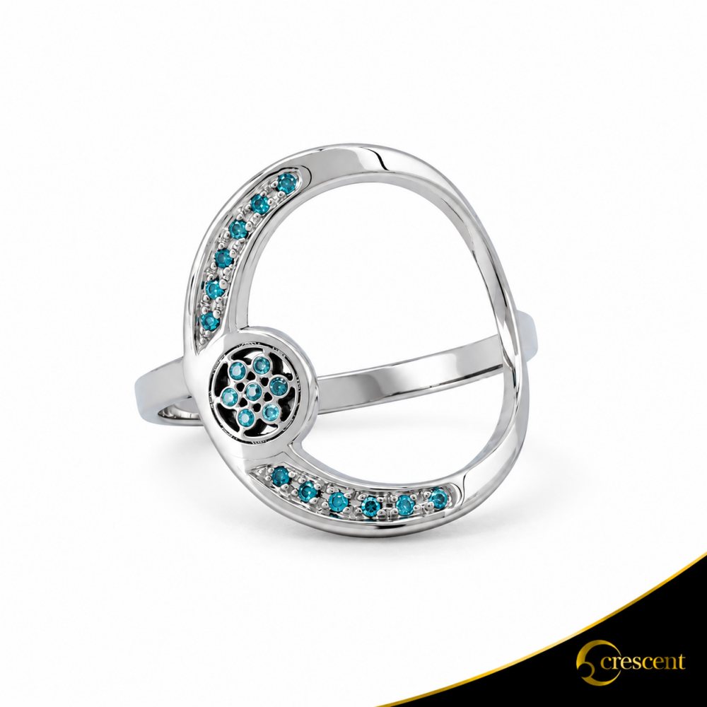 Δαχτυλίδι Crescent Full Ocean Blue Brilliant Λευκός χρυσός Κ14 Κωδικός 9264