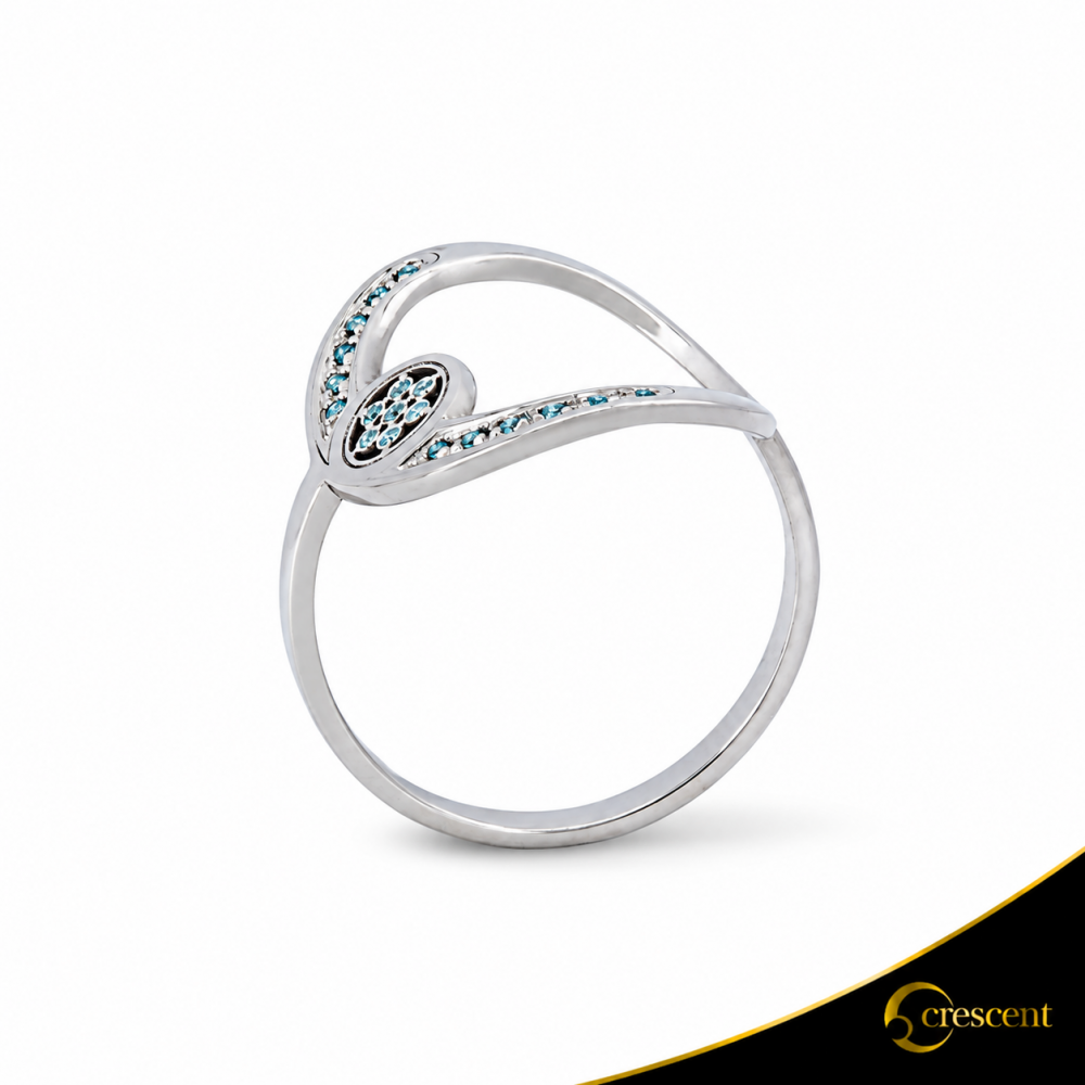 Δαχτυλίδι Crescent Full Ocean Blue Brilliant Λευκός χρυσός Κ14 Κωδικός 9264