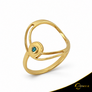 Δαχτυλίδι Crescent Single Ocean Blue Brilliant Κίτρινος χρυσός Κ14 Κωδικός 9265