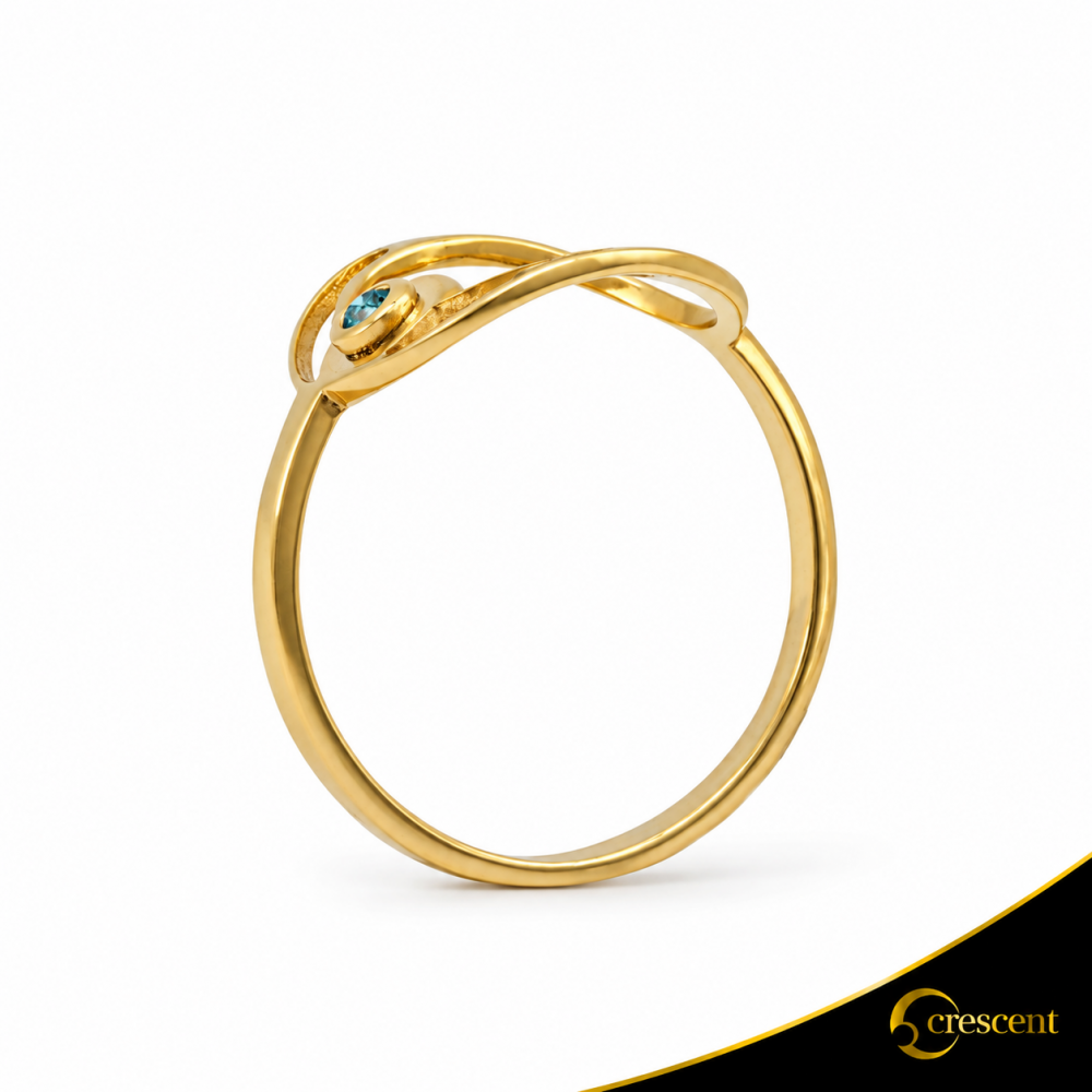 Δαχτυλίδι Crescent Single Ocean Blue Brilliant Κίτρινος χρυσός Κ14 Κωδικός 9265