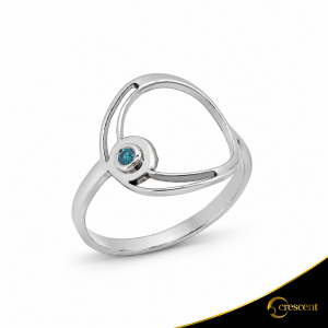 Δαχτυλίδι Crescent Small Single Ocean Blue Brilliant Λευκός χρυσός Κ14 Κωδικός 9269