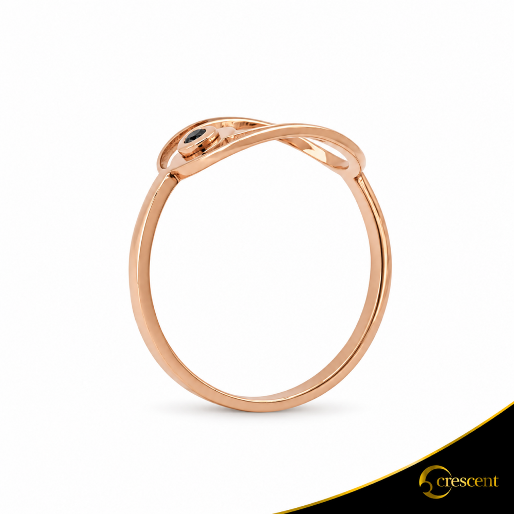 Δαχτυλίδι Crescent Small Single Black color Brilliant Ροζ χρυσός Κ14 Κωδικός 9272