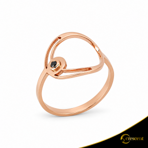 Δαχτυλίδι Crescent Small Single Black color Brilliant Ροζ χρυσός Κ14 Κωδικός 9272