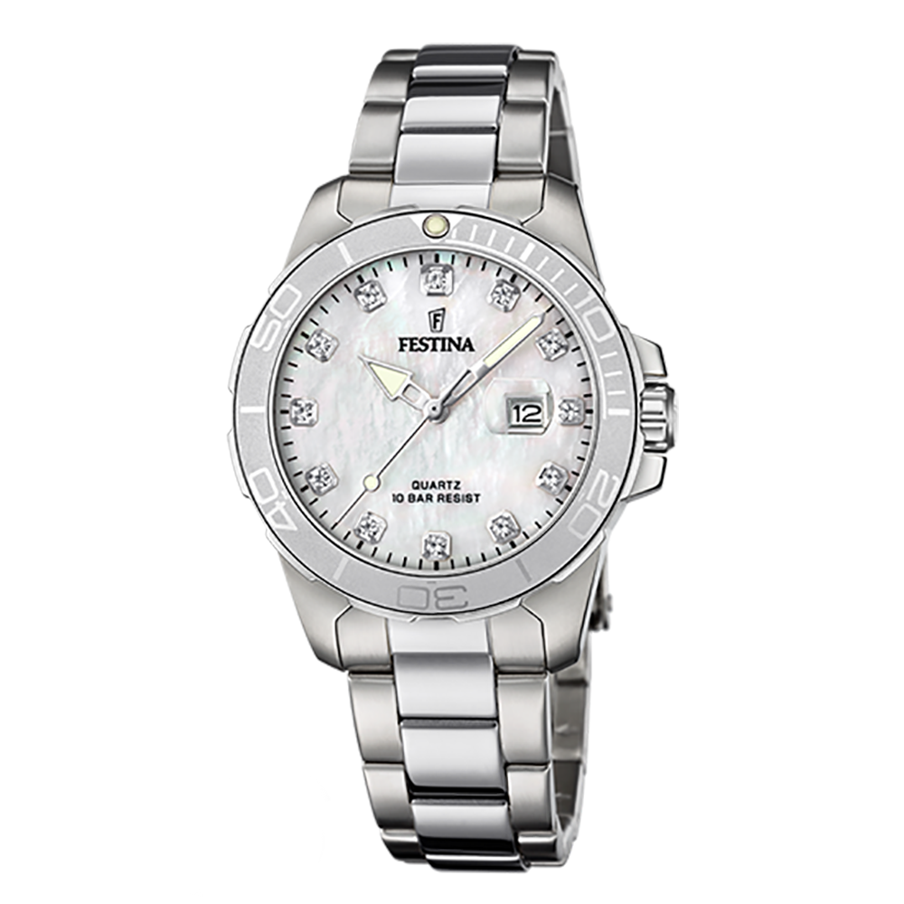 Festina F20503/1 Quartz Ανοξείδωτο ατσάλι Μπρασελέ Φιλντίσι χρώμα καντράν Κρύσταλλα
