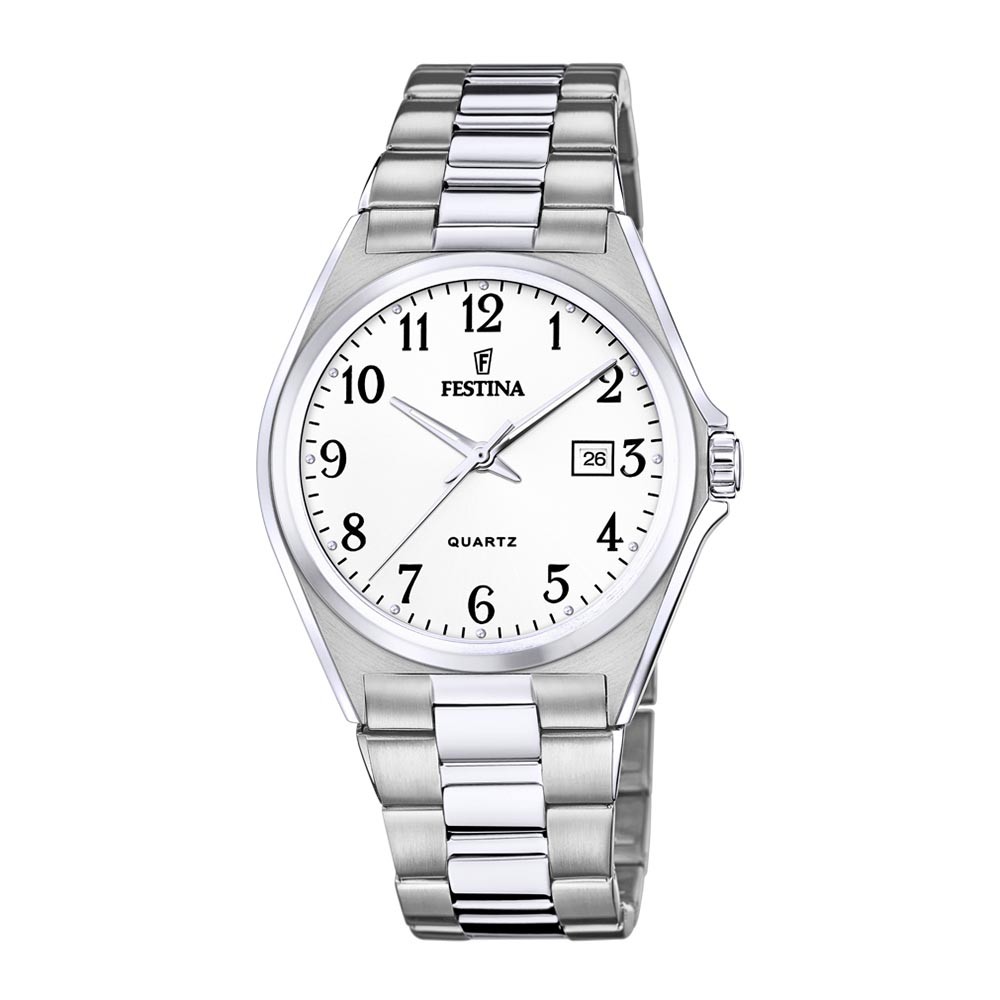 Festina F20552/1 Quartz Ανοξείδωτο ατσάλι Μπρασελέ Λευκό χρώμα καντράν