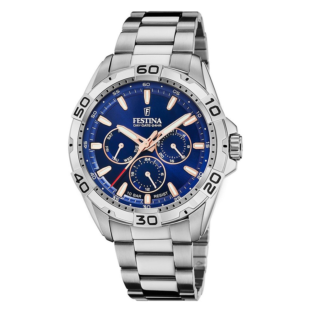 Festina F20623/2 Quartz Χρονογράφος Ανοξείδωτο ατσάλι Μπρασελέ Μπλε χρώμα καντράν