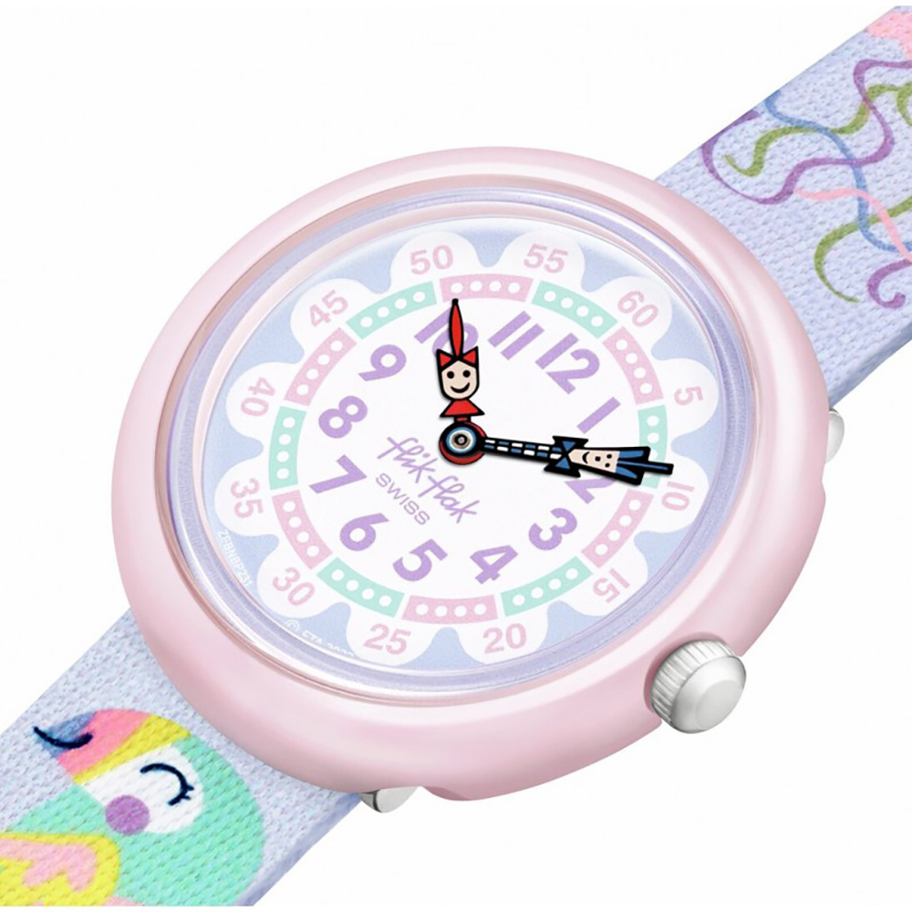 Flik Flak ZFBNP231 Colour In Pastel Quartz Πλαστική κάσα Υφασμάτινο λουρί Μωβ χρώμα καντράν