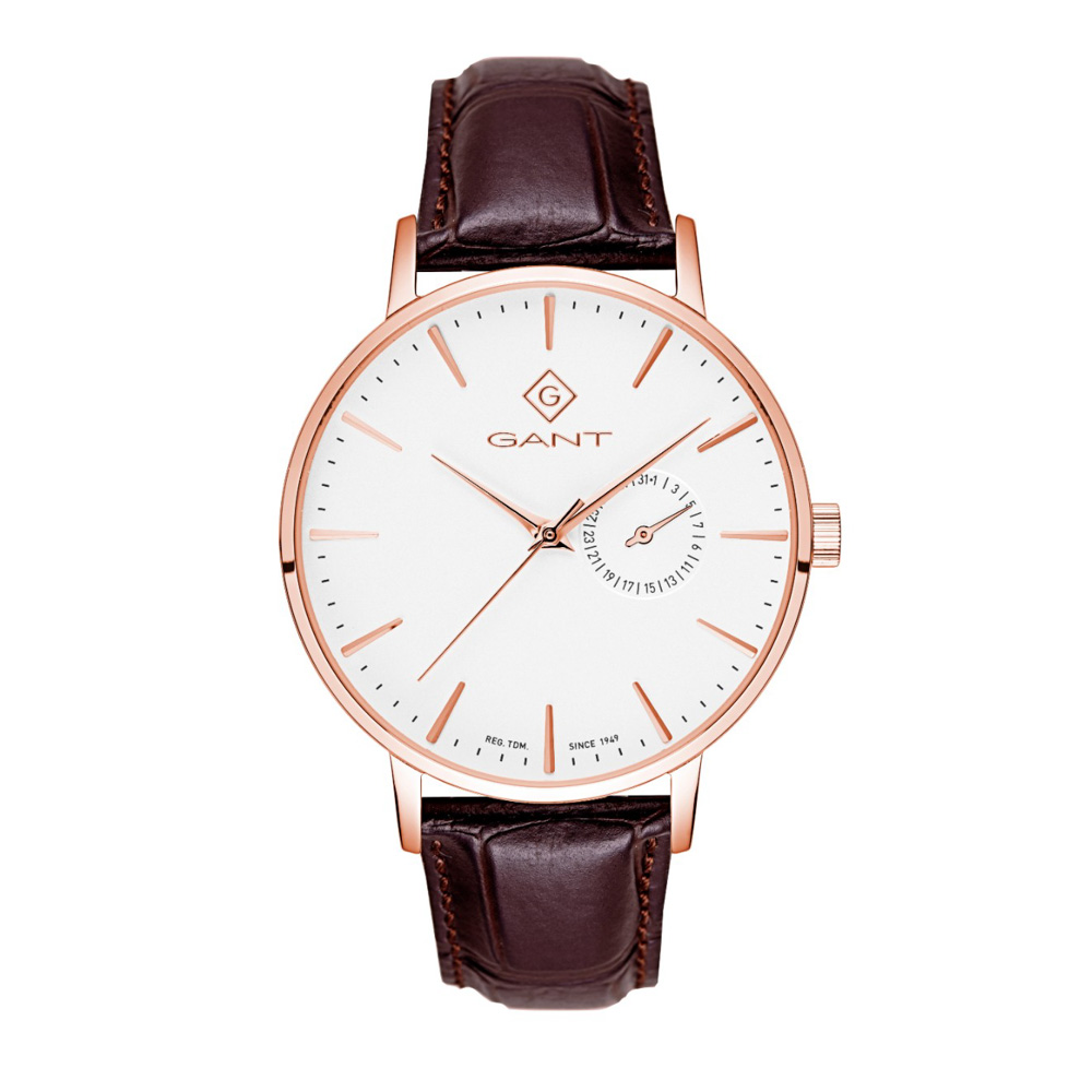 Gant Park Hill III G105008 Quartz  Stainless steel Brown color leather strap White color dial