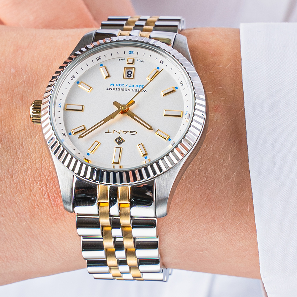 Gant Sussex G171002 Quartz Ανοξείδωτο ατσάλι Διμεταλλικό Μπρασελέ Λευκό χρώμα καντράν