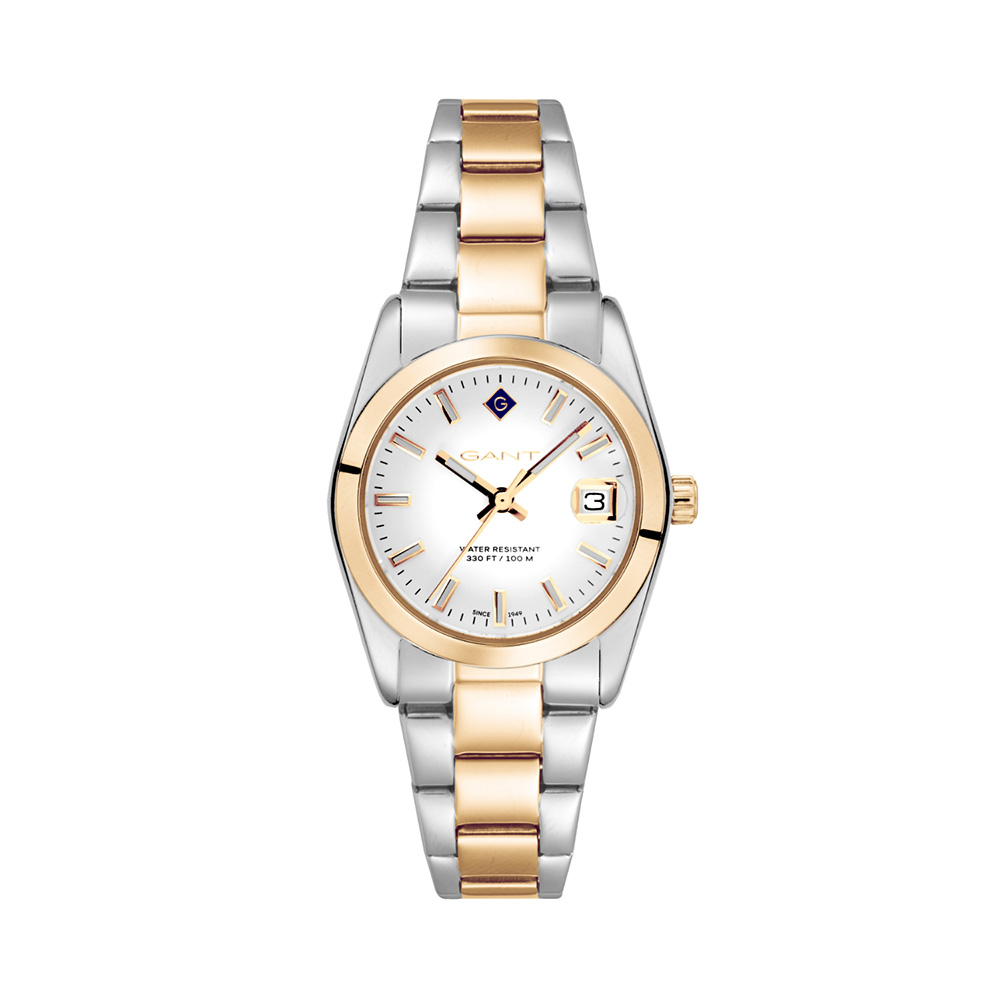 Gant Everett Mini G186002 Quartz Ανοξείδωτο ατσάλι Διμεταλλικό μπρασελέ Λευκό χρώμα καντράν 