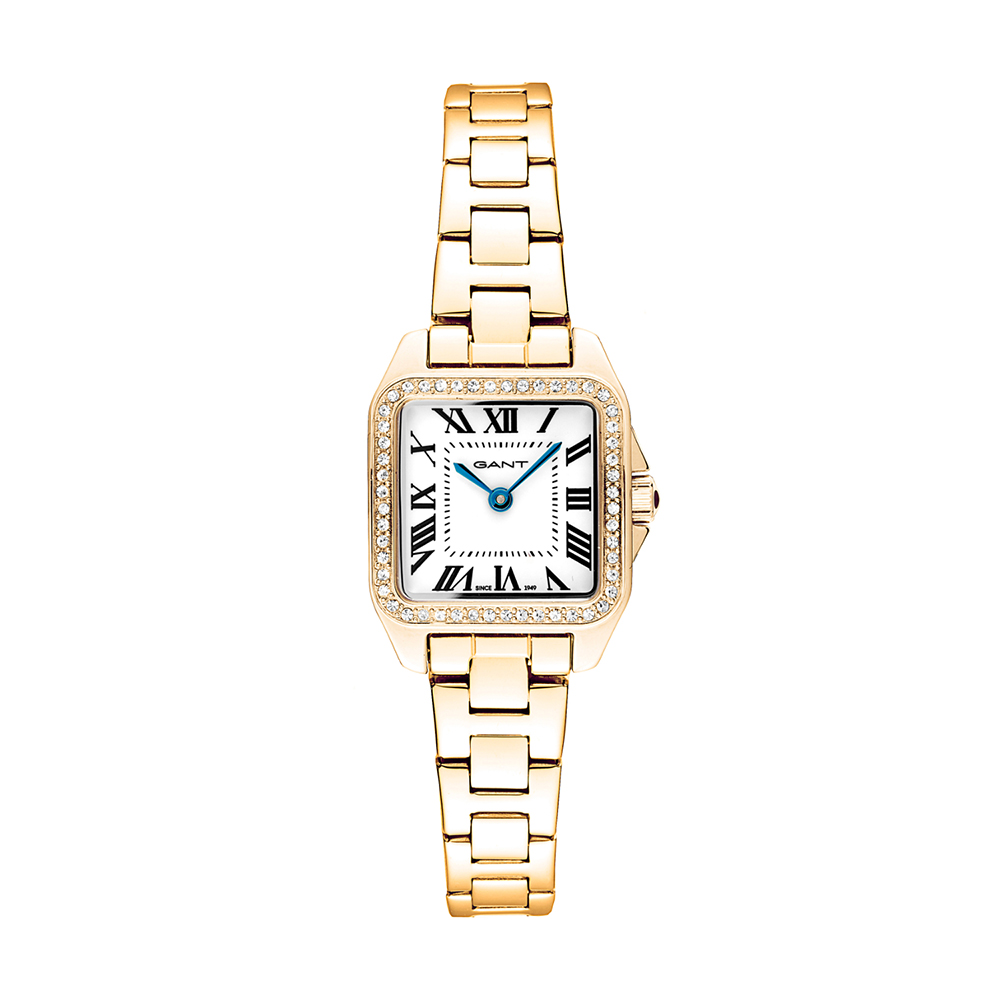 Gant Seneca Bijou G193103 Quartz Επιχρυσωμένο Ανοξείδωτο ατσάλι Μπρασελέ Λευκό χρώμα καντράν Λατινική αρίθμιση Κρύσταλλα