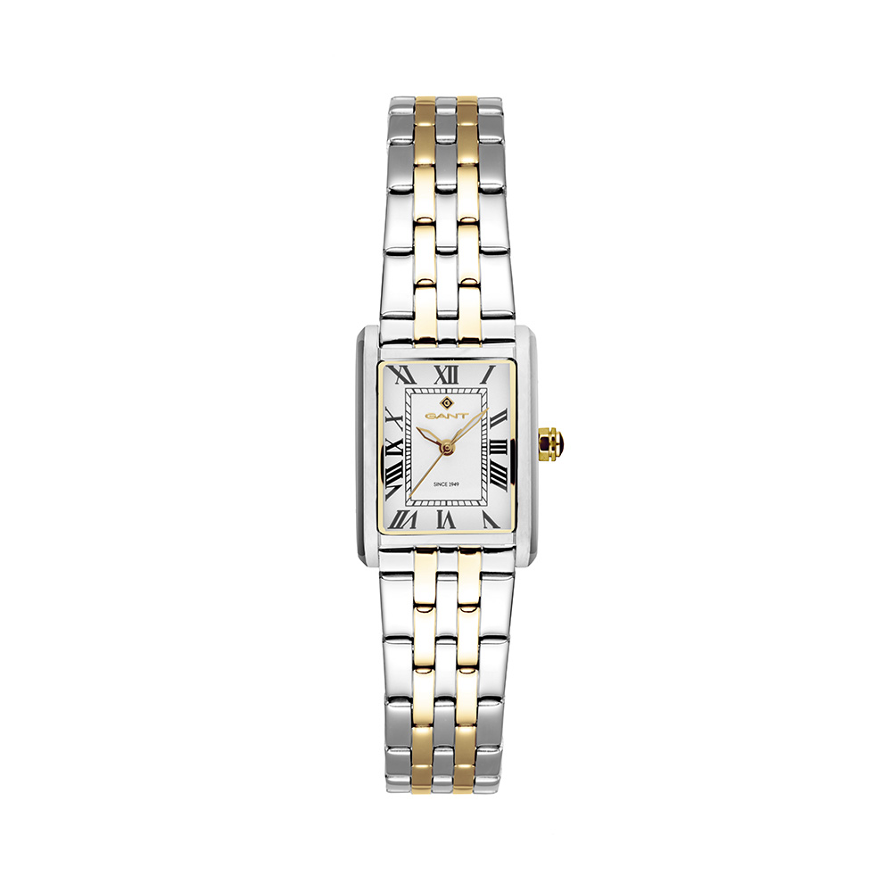 Gant Rhode Island Mini G195003 Quartz Ανοξείδωτο ατσάλι Διμεταλλικό Μπρασελέ Λευκό χρώμα καντράν Λατινική αρίθμιση