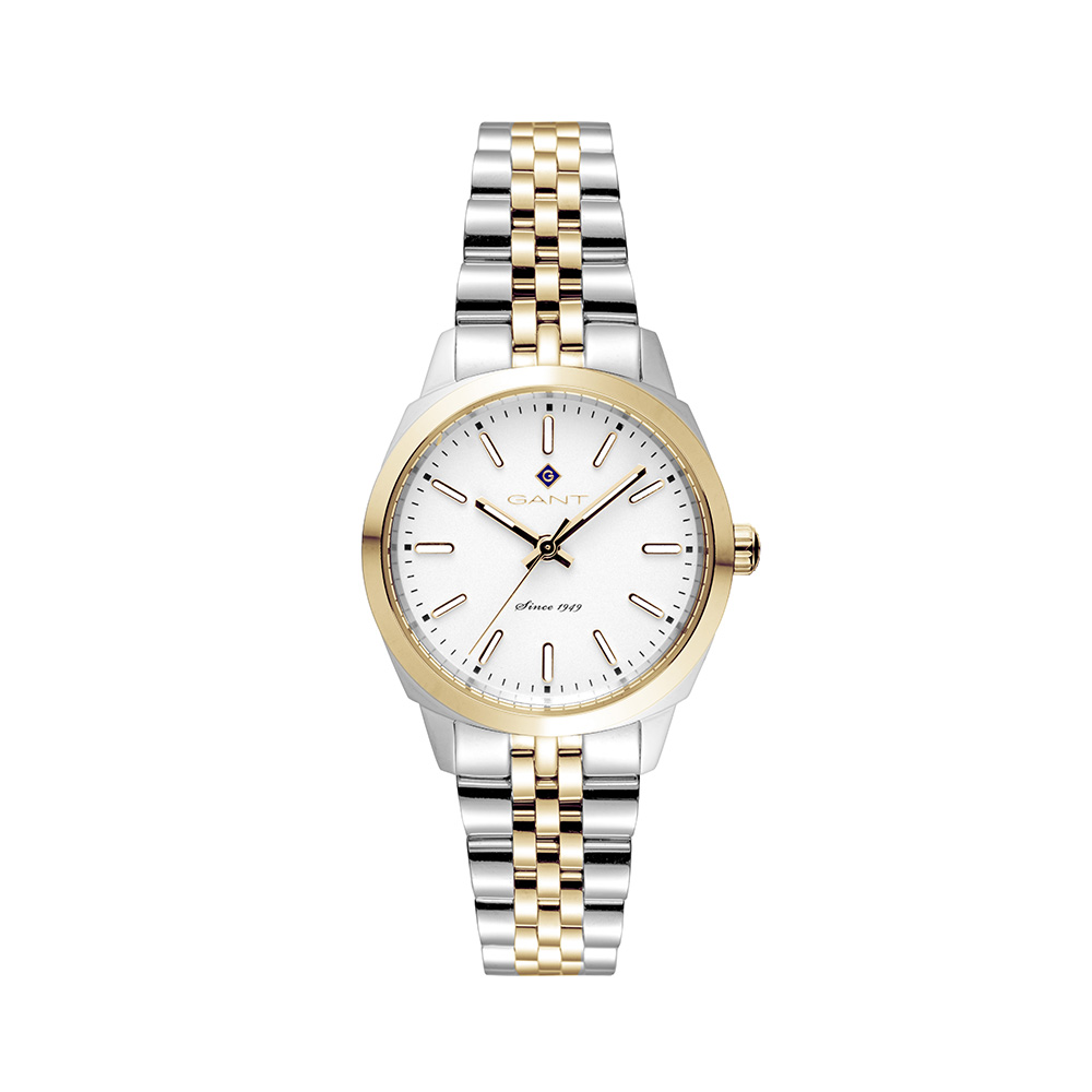 Gant Lauderdale G198002 Quartz Ανοξείδωτο ατσάλι Διμεταλλικό Μπρασελέ Λευκό χρώμα καντράν