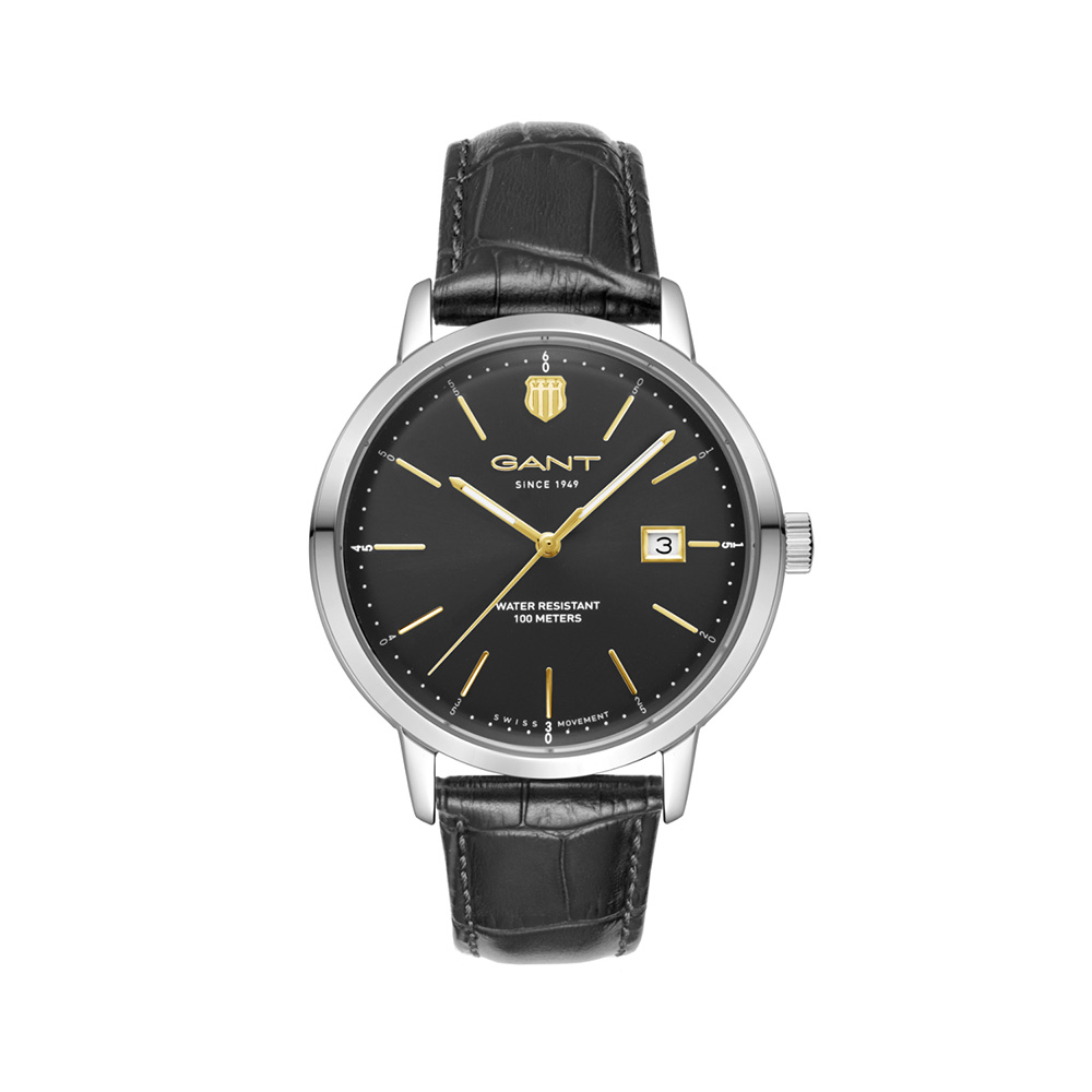 Gant Prestige P266002 Quartz Ανοξείδωτο ατσάλι Μα΄ύρο δερμάτινο λουρί Μαύρο χρώμα καντράν