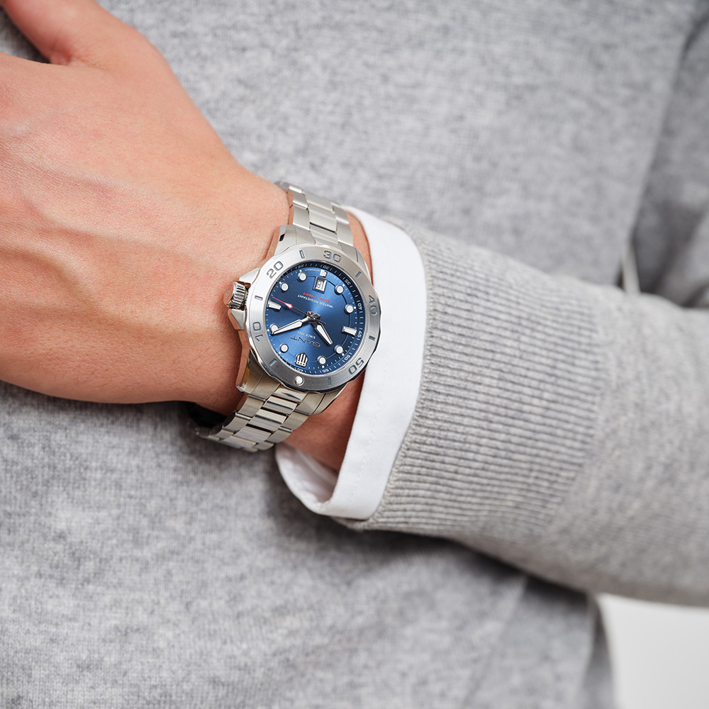Gant Prestige P301002 Quartz Ανοξείδωτο ατσάλι Μπρασελέ Μπλε χρώμα καντράν Περιστρεφόμενη στεφάνη Καταδυτικό