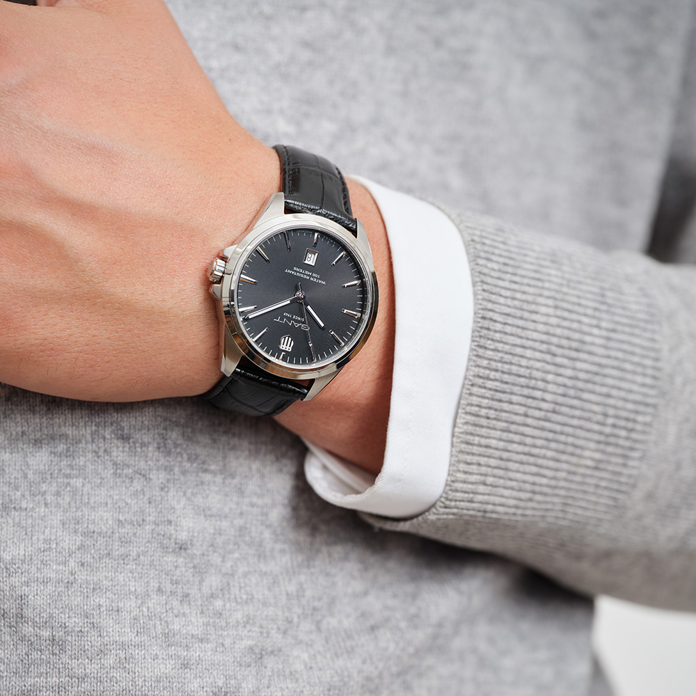 Gant Prestige P316001 Quartz Ανοξείδωτο ατσάλι Μα΄ύρο δερμάτινο λουρί Μαύρο χρώμα καντράν