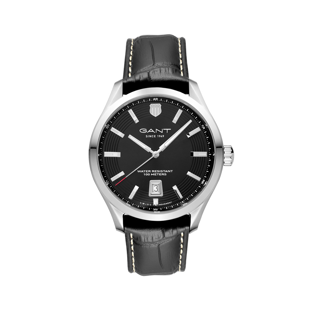 Gant Prestige P415001 Quartz Ανοξείδωτο ατσάλι Μα΄ύρο δερμάτινο λουρί Μαύρο χρώμα καντράν