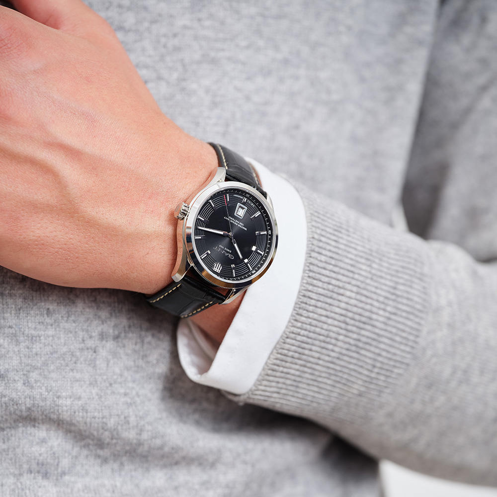 Gant Prestige P415001 Quartz Ανοξείδωτο ατσάλι Μα΄ύρο δερμάτινο λουρί Μαύρο χρώμα καντράν