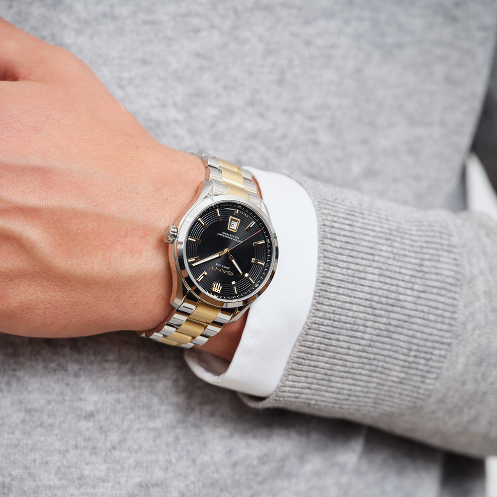 Gant Prestige P415003 Quartz Ανοξείδωτο ατσάλι Διμεταλλικό Μπρασελέ Μαύρο χρώμα καντράν
