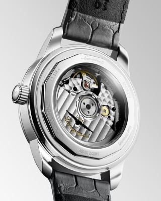 Longines Conquest Heritage L1.648.4.92.2 Αυτόματο Ανοξείδωτο ατσάλι Γκρι δερμάτινο λουρί Γαλάζιο χρώμα καντράν