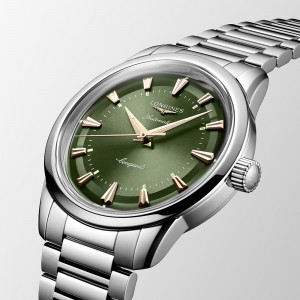 Longines Conquest Heritage L1.649.4.02.6 Αυτόματο Ανοξείδωτο ατσάλι Μπρασελέ Πράσινο χρώμα καντράν