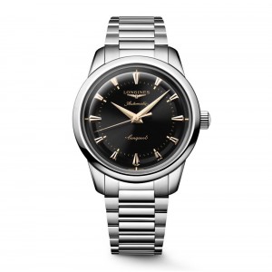 Longines Conquest Heritage L1.650.4.52.6 Αυτόματο Ανοξείδωτο ατσάλι Μπρασελέ Μαύρο χρώμα καντράν