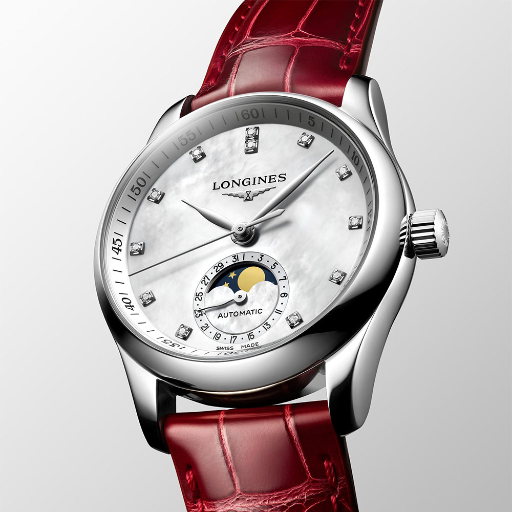 Longines Master Collection L2.409.4.87.2 Αυτόματο Ανοξείδωτο ατσάλι Δερμάτινο λουρί κόκκινου χρώματος Λευκό φιλντίσι χρώμα καντράν
