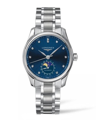 Longines Master Collection L2.409.4.97.6 Αυτόματο Ανοξείδωτο ατσάλι Μπρασελέ Μπλε χρώμα καντράν Διαμάντια