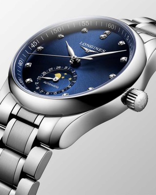 Longines Master Collection L2.409.4.97.6 Αυτόματο Ανοξείδωτο ατσάλι Μπρασελέ Μπλε χρώμα καντράν Διαμάντια