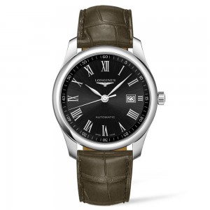 Longines Master Collection L2.793.4.59.2 Automatic Stainless steel Brown leather strap Black color dial Latin numbered