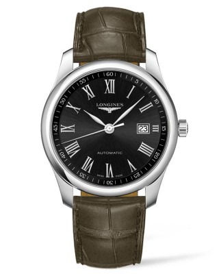 Longines Master Collection L2.793.4.59.2 Αυτόματο Ανοξείδωτο ατσάλι Καφέ δερμάτινο λουρί Μαύρο χρώμα καντράν Λατινική αρίθμιση