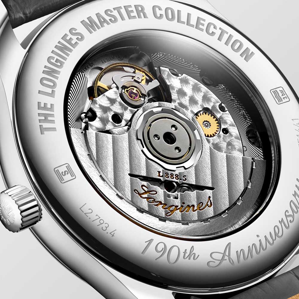 Longines Master Collection L2.793.4.73.2 Αυτόματο Ανοξείδωτο ατσάλι Ανθρακί δερμάτινο λουρί Ασημί χρώμα καντράν