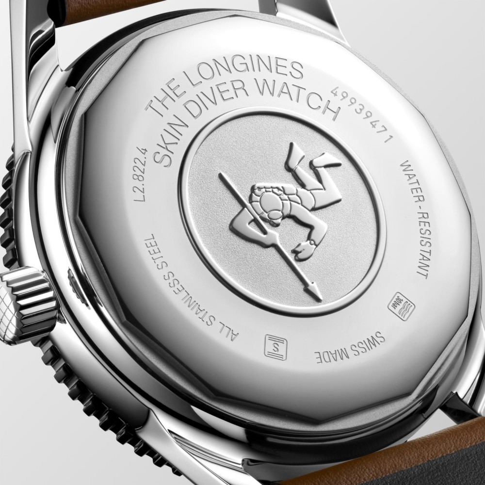 Longines Skin Diver L2.822.4.56.2 Καταδυτικό Ανοξείδωτο ατσάλι Αυτόματο Δερμάτινο καφέ λουρί Περιστρεφόμενη στεφάνη