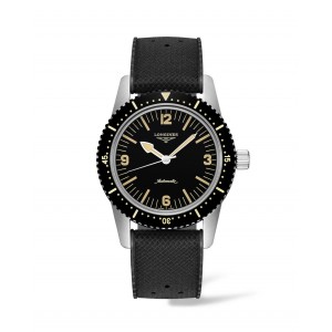 Longines Skin Diver L2.822.4.56.9 Diving Stainless steel Automatic Βlack rubber strap Black color dial Rotating bezel