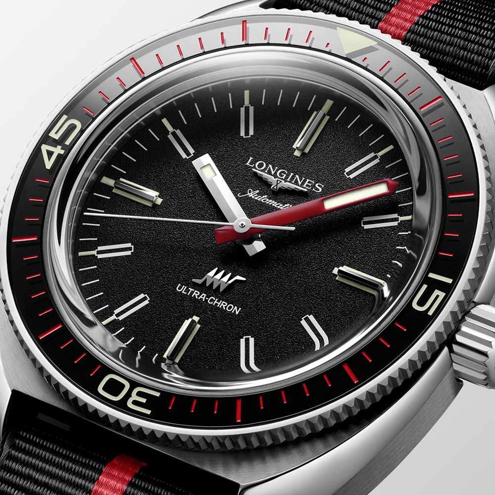 Longines Ultra - Chron L2.836.4.52.8 Αυτόματο Ανοξείδωτο ατσάλι Δερμάτινο καφέ λουρί Μαύρο χρώμα καντράν Περιστρεφόμενη στεφάνη