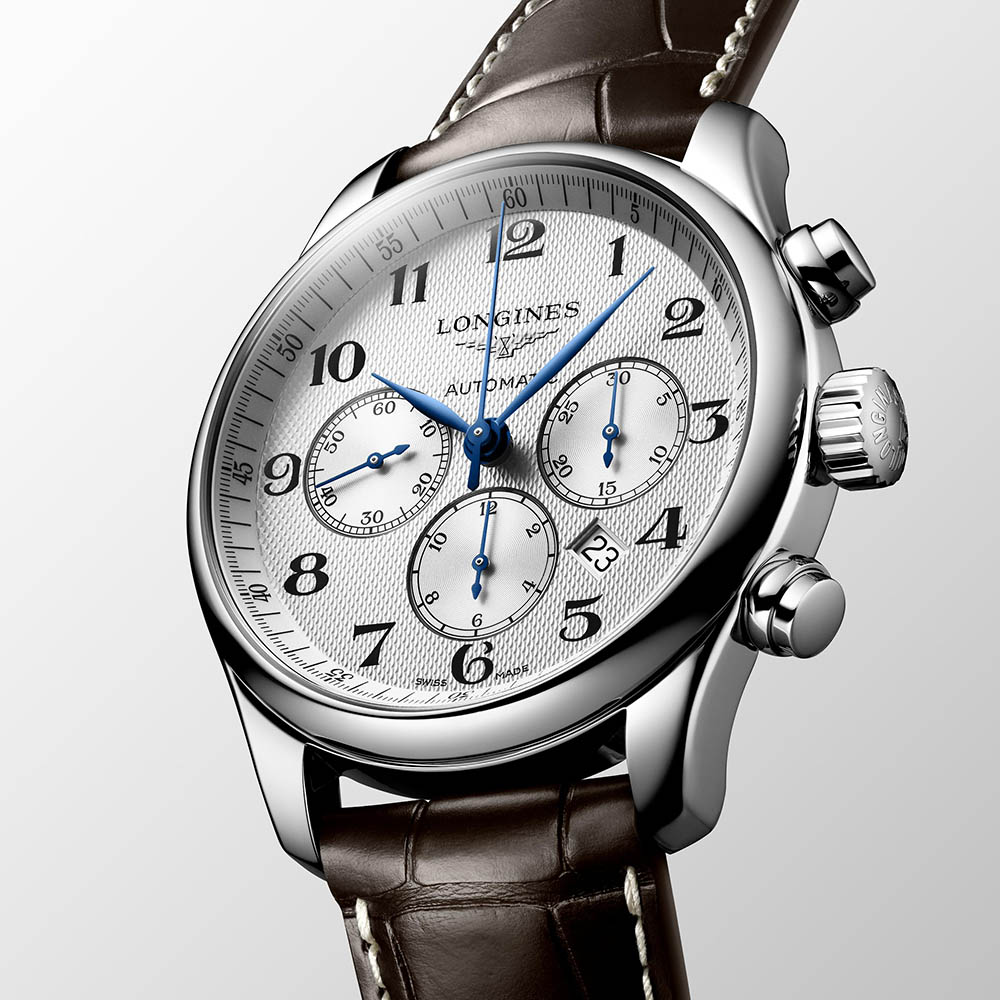 Longines Master Collection L2.859.4.78.3 Αυτόματο Ανοξείδωτο ατσάλι Δερμάτινο λουρί καφε χρώματος Λευκό χρώμα καντράν