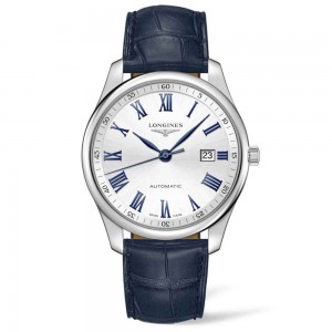 Longines Master Collection L2.893.4.79.2 Automatic Stainless steel Blue leather strap White color dial Latin numbered