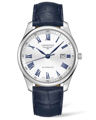 Longines Master Collection L2.893.4.79.2 Αυτόματο Ανοξείδωτο ατσάλι Μπλε δερμάτινο λουρί Λευκό χρώμα καντράν Λατινική αρίθμιση