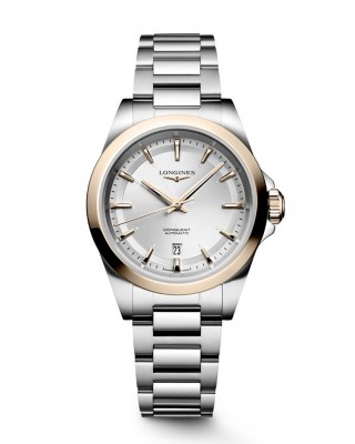 Longines Conquest L3.320.5.72.6 Αυτόματο Ανοξείδωτο ατσάλι Μπρασελέ Ασημί χρώμα καντράν Χρυσή στεφάνη 18 Καρατίων