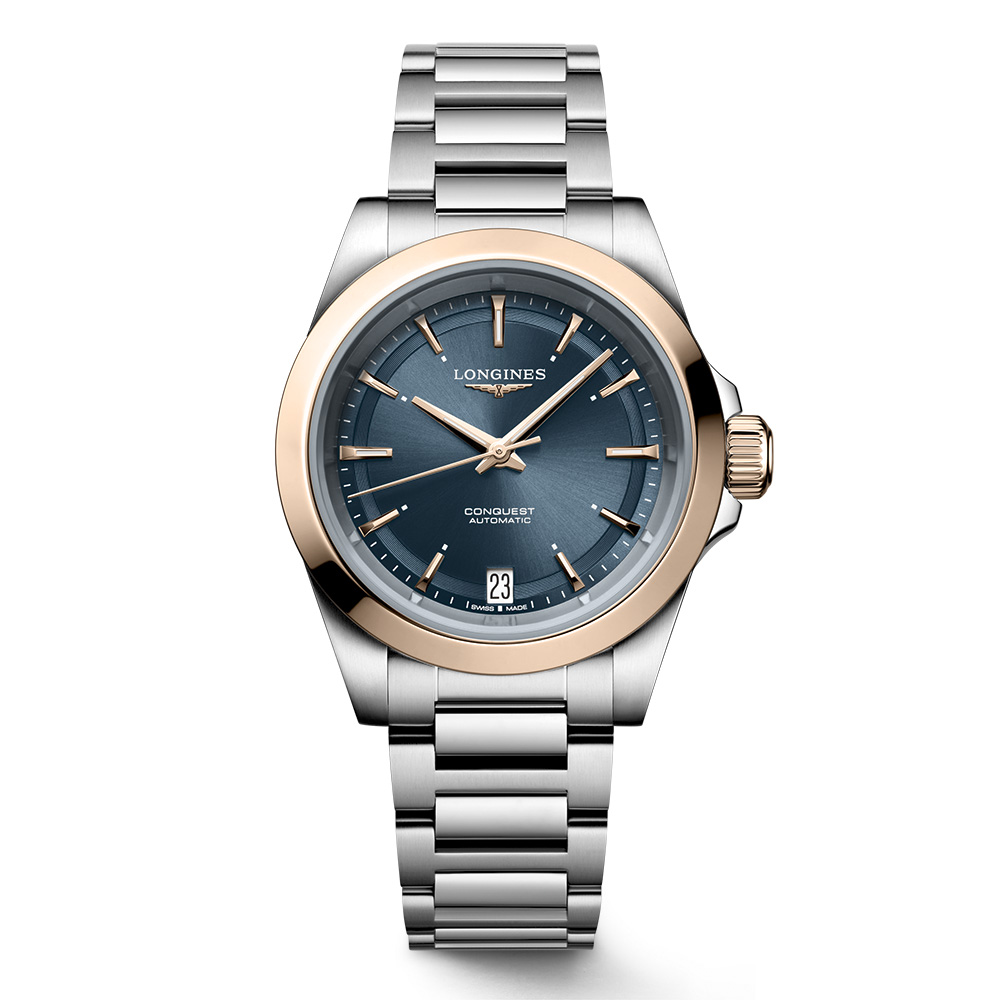 Longines Conquest L3.430.5.92.6 Αυτόματο Ανοξείδωτο ατσάλι Μπρασελέ Μπλε χρώμα καντράν Χρυσή στεφάνη 18 Καρατίων