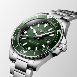 Longines HydroConquest L3.769.4.06.6 Quartz Ανοξείδωτο ατσάλι Μπρασελέ Πράσινο χρώμα καντράν