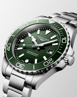 Longines HydroConquest L3.769.4.06.6 Quartz Ανοξείδωτο ατσάλι Μπρασελέ Πράσινο χρώμα καντράν