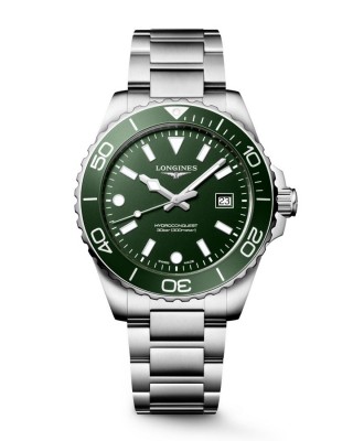 Longines HydroConquest L3.769.4.06.6 Quartz Ανοξείδωτο ατσάλι Μπρασελέ Πράσινο χρώμα καντράν