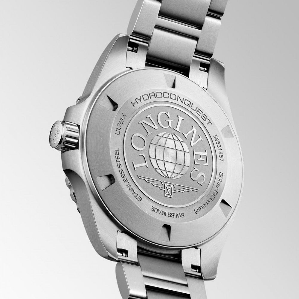 Longines HydroConquest L3.769.4.56.6 Quartz Ανοξείδωτο ατσάλι Μπρασελέ Μαύρο χρώμα καντράν