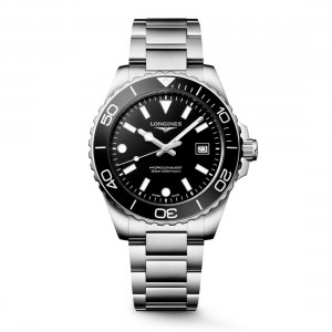 Longines HydroConquest L3.769.4.56.6 Quartz Ανοξείδωτο ατσάλι Μπρασελέ Μαύρο χρώμα καντράν
